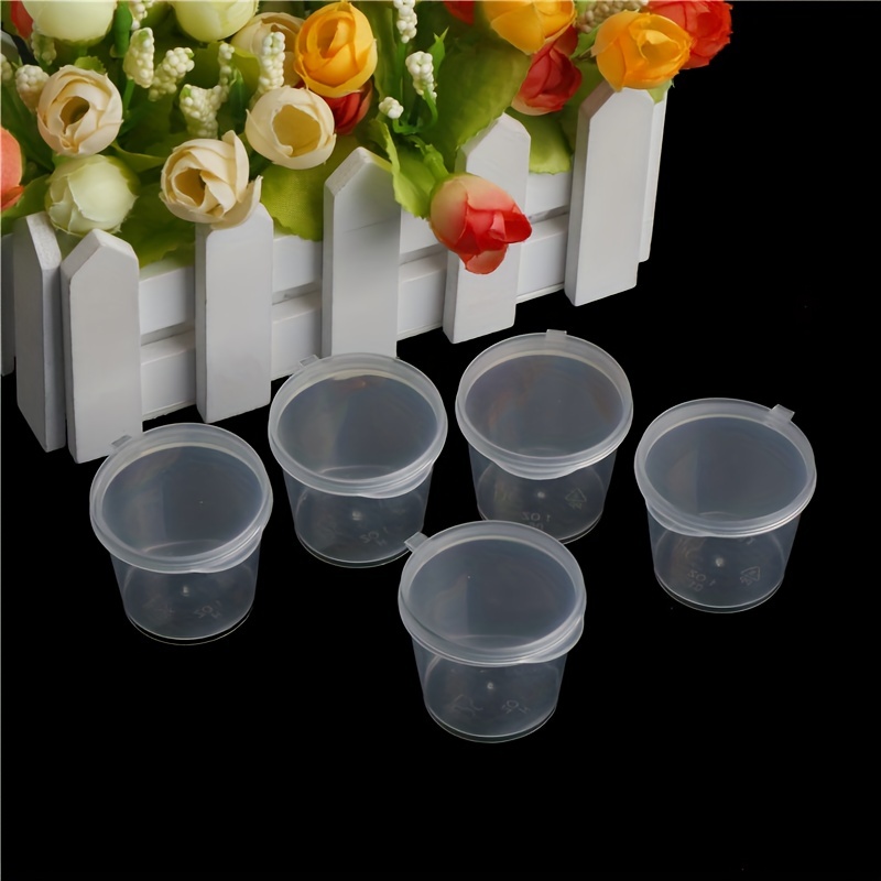 NEW 10pcs 27/35.7ml Disposable Plastic Takeaway Sauce Cup Reusable  Containers Food Box with Hinged Lids Small Pigment Paint Box