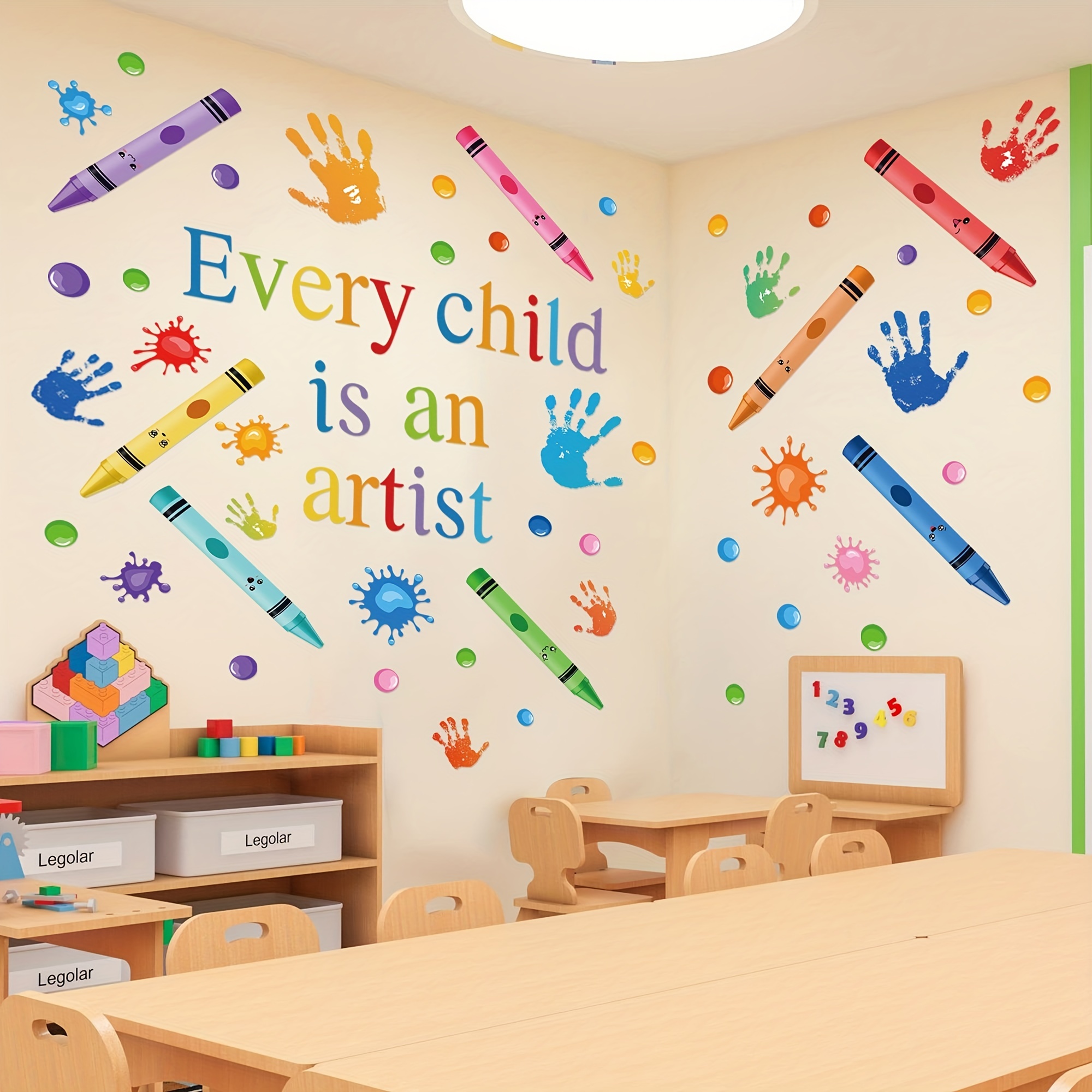 Multicolor Paint Splatter Wall Decal, Splatter and Splotches Wall Sticker  for Art Room Nursery Classroom Decoration, Watercolor Paint Splatter