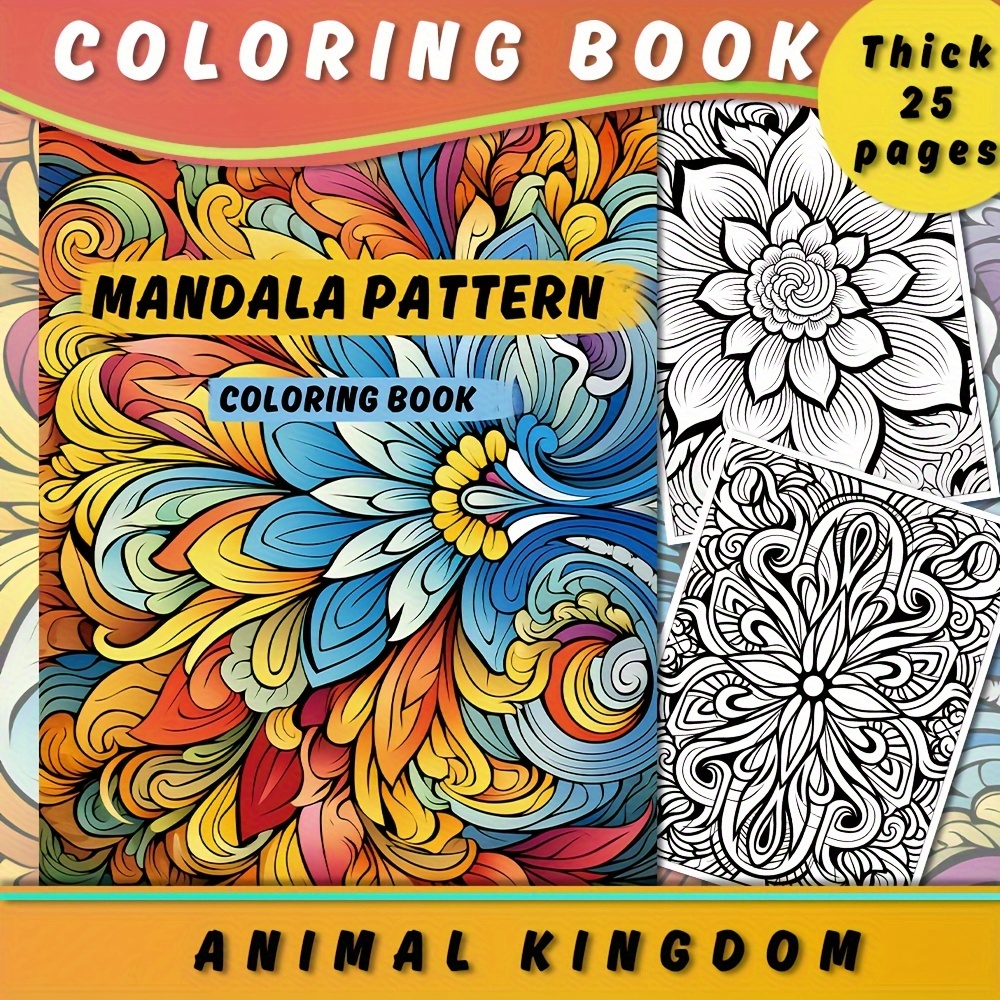(Original, Upgraded Version, 25 Sheets Of Thick Paper, Flip-up Adhesive) A  Coloring Book With Mandala Animals, Mosaics, Kaleidoscope Patterns, Etc. Fo