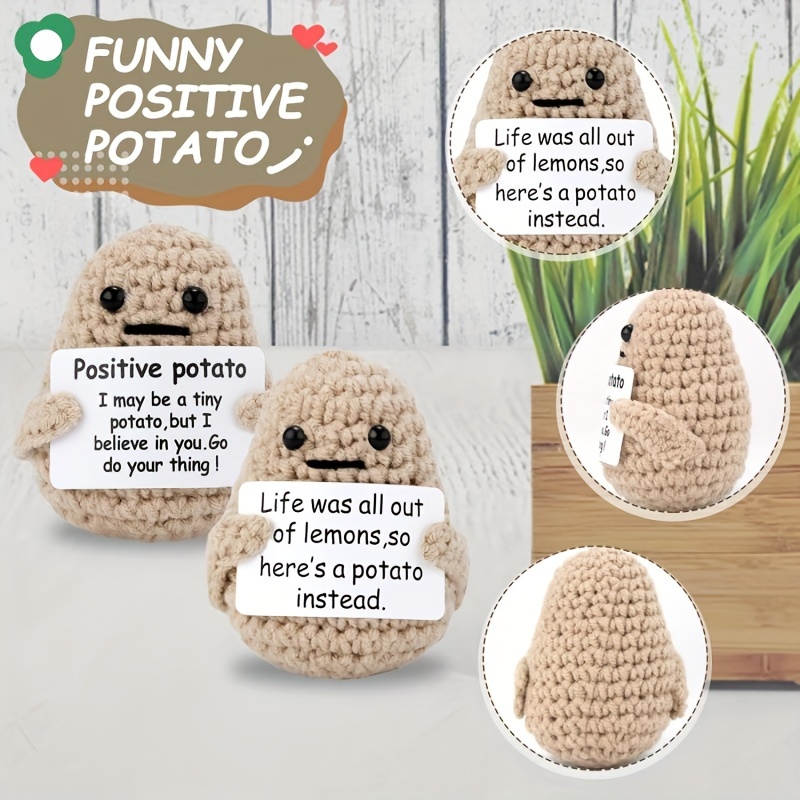 Drôle De Mini Patate Positive, Poupée Mignonne Au Crochet De 5,2 Pouces  Avec Carte Positive, Jouet En Laine Douce Pour La Décoration Et Le Soutien