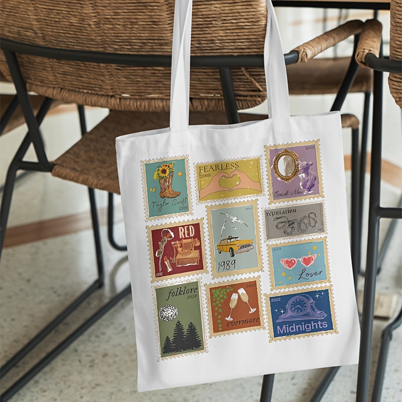 Taylor Swift Albums As Books Flower Canvas Tote Bag