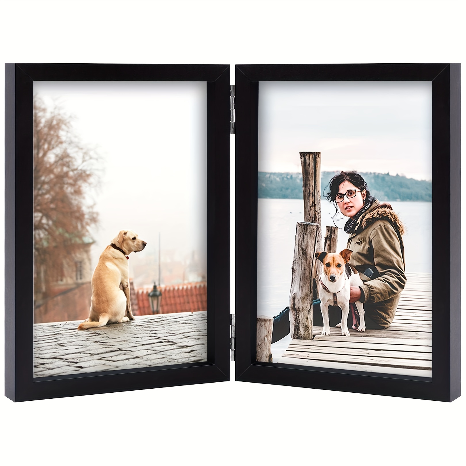 Picture Frames Double Hinged Wood Folding Photo Frames For - Temu