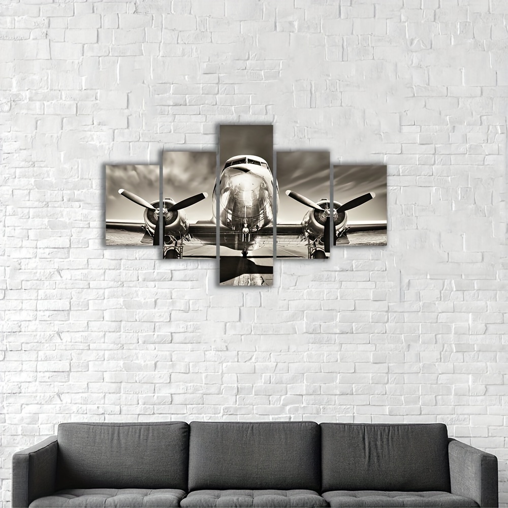  American Home - Decoración de pared de 3 piezas, lienzo de  hangar de aviones, decoración de pared, aviones, aviación, arte de pared  grande para sala de estar, dormitorio, pósteres enmarcados, listos