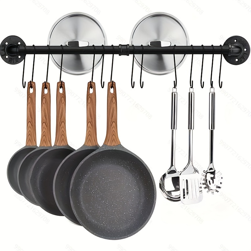 Wall Mounted Wrought Iron Pot Rack With Detachable Pan Lid - Temu