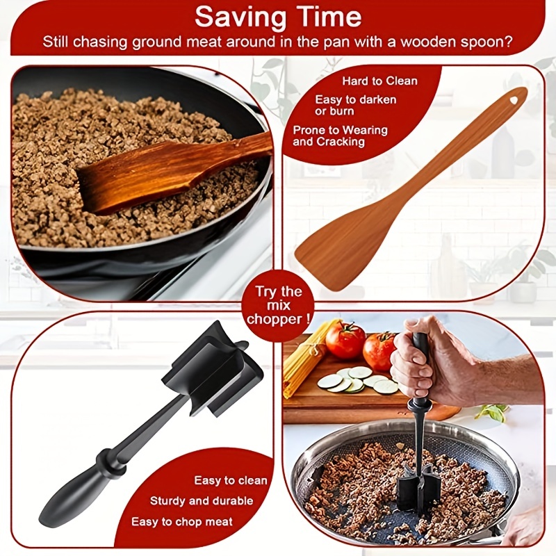 Meat Chopper Heat Resistant Masher for Ground Beef 5 Curve Meat