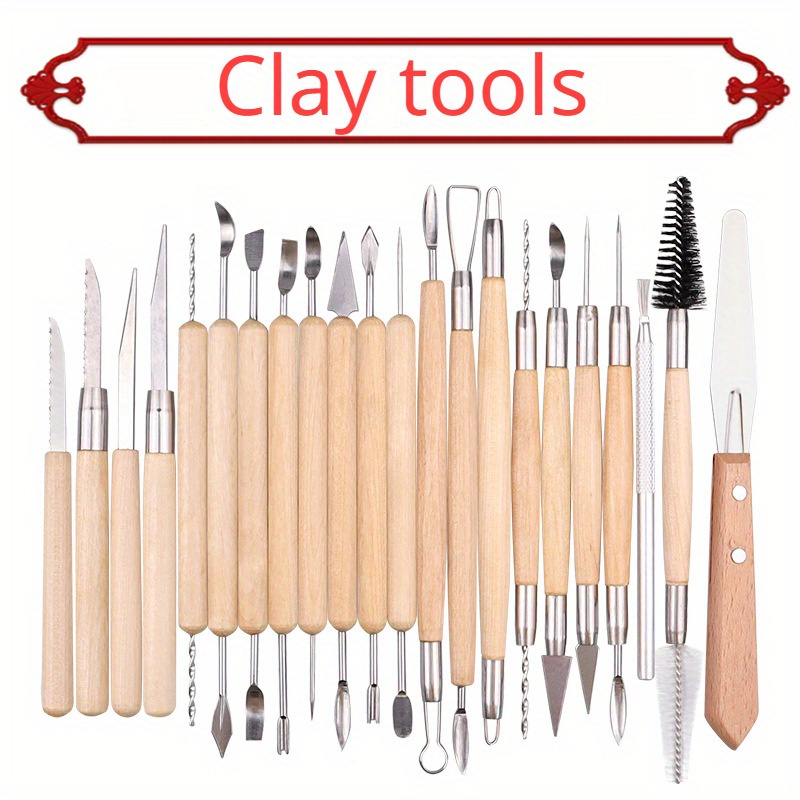 11pcs Wood Clay Pottery Ceramic Tools Carving Smooth Wax Handmade Work  Sculpt