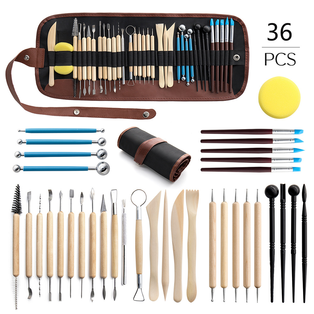 11pcs Wood Clay Pottery Ceramic Tools Carving Smooth Wax Handmade Work  Sculpt
