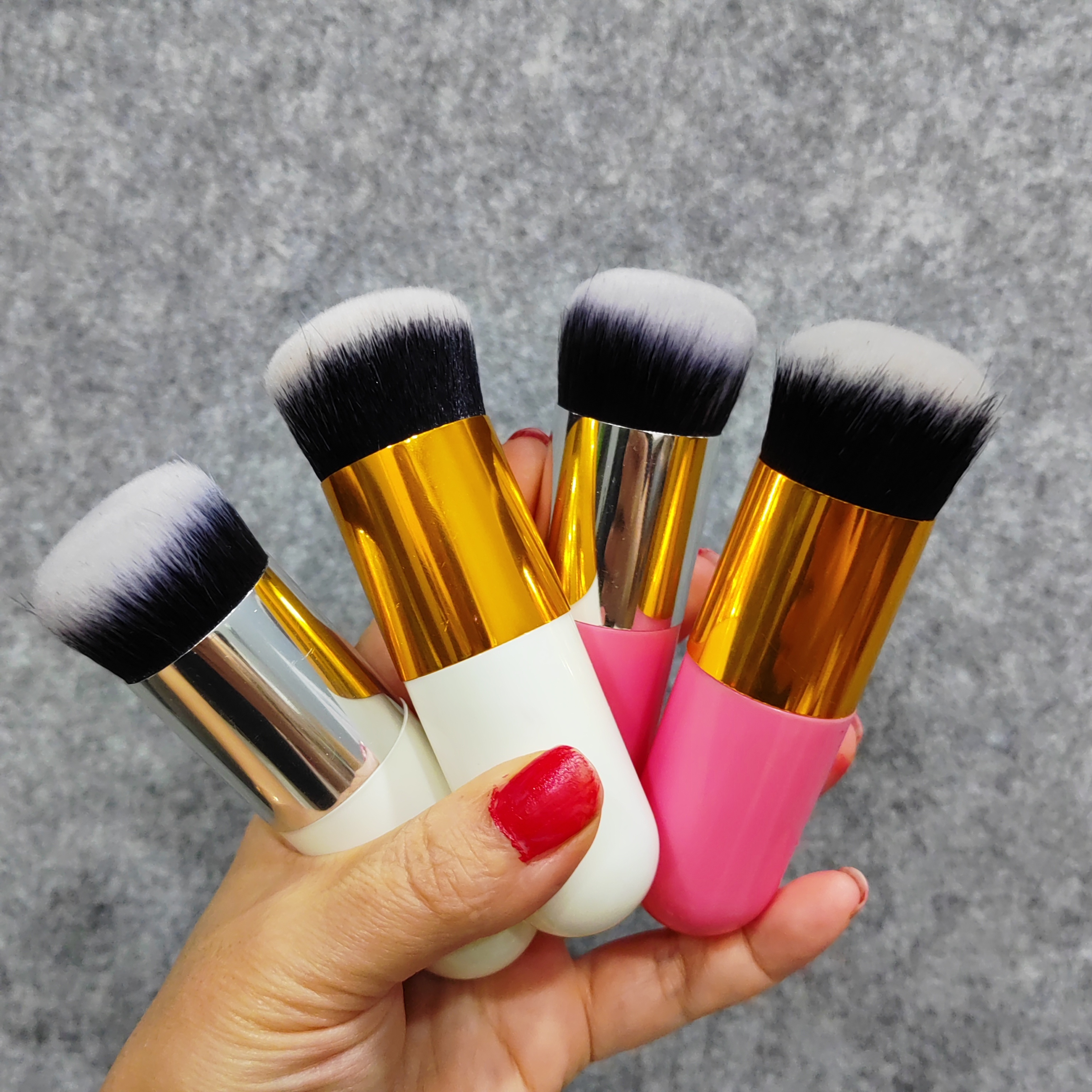 Yoseng Oval Foundation Brush 5 Pcs Toothbrush makeup brushes(Black handle  rose gold)