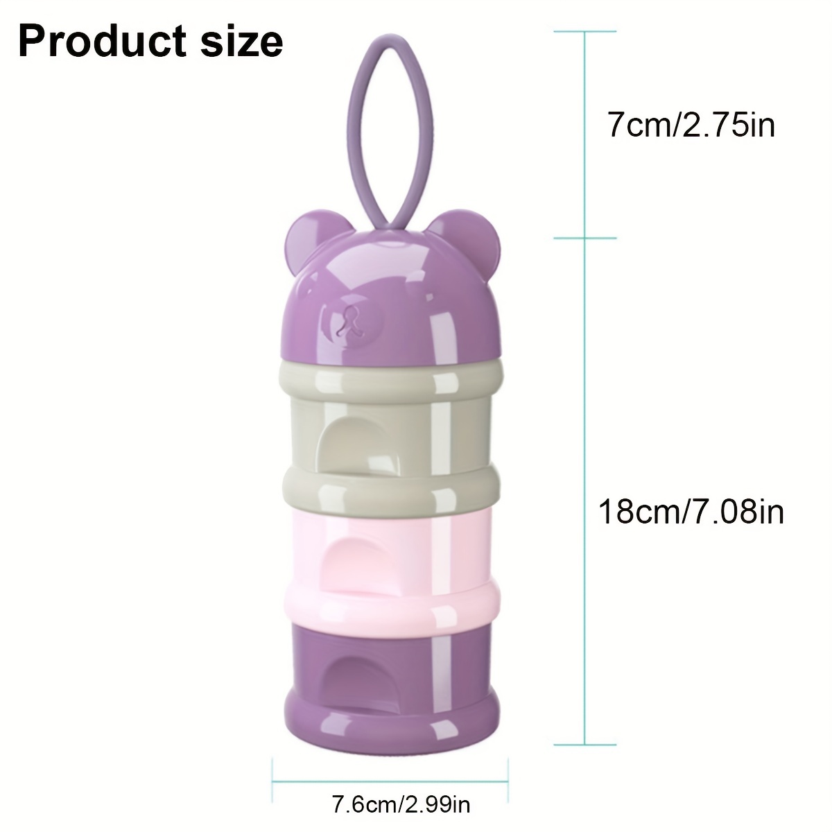 Little Bear Milk Powder Box, Purple Four-layer Portable Milk