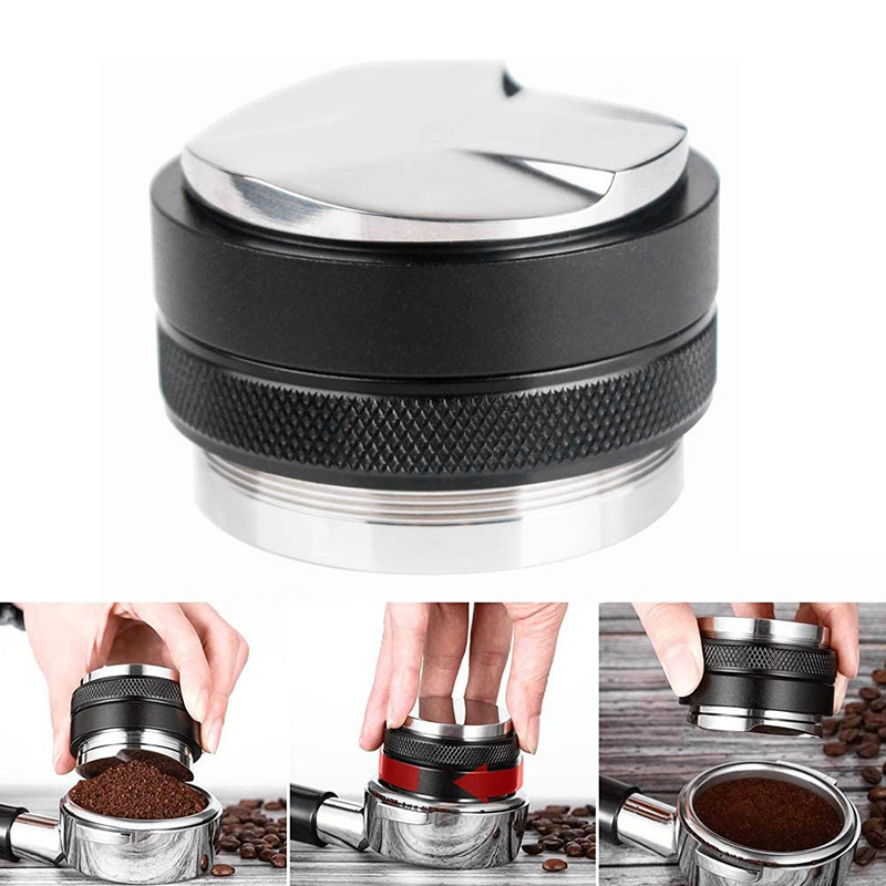 Distribuidor de café de 2.283 in, herramienta de distribución de espresso,  nivelador de manipulación de espresso de profundidad ajustable con mango de