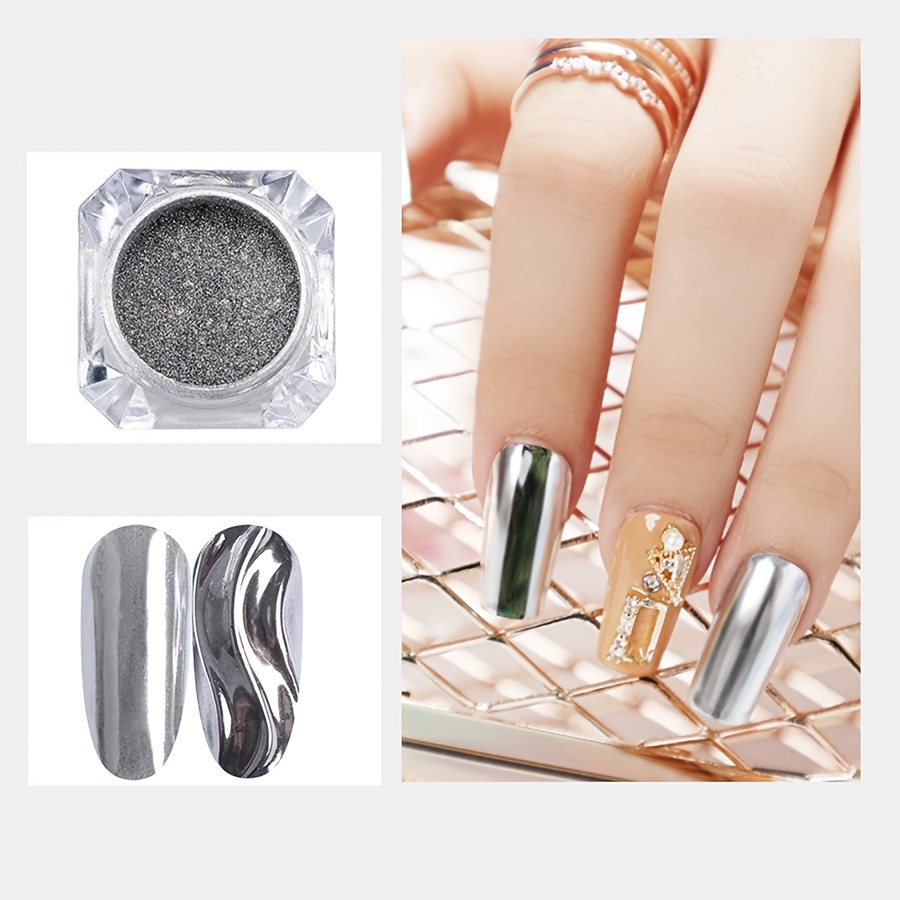 Chrome Nail Powder laser Silver Reflective Extra Fine Nail - Temu