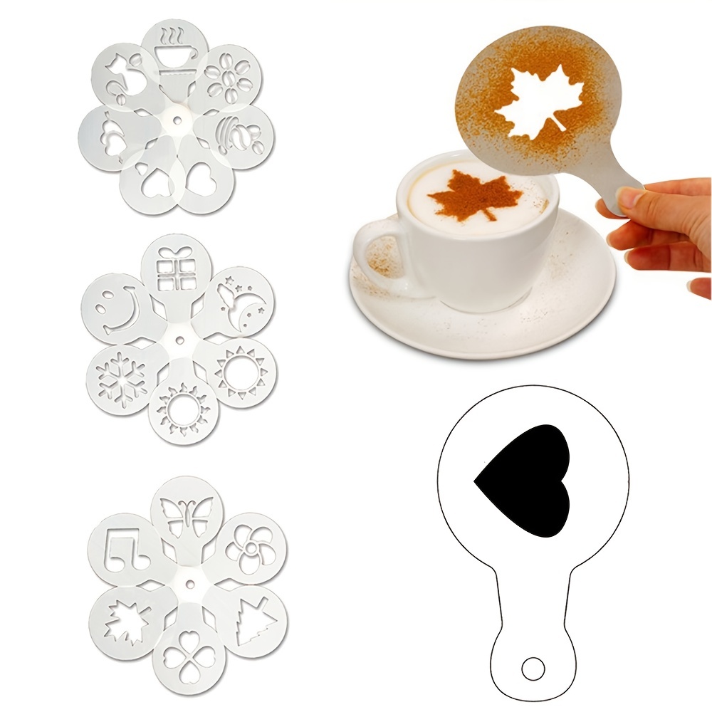 Fancy Coffee Cappuccino Coffee Foam Latte Art Stencils - Temu