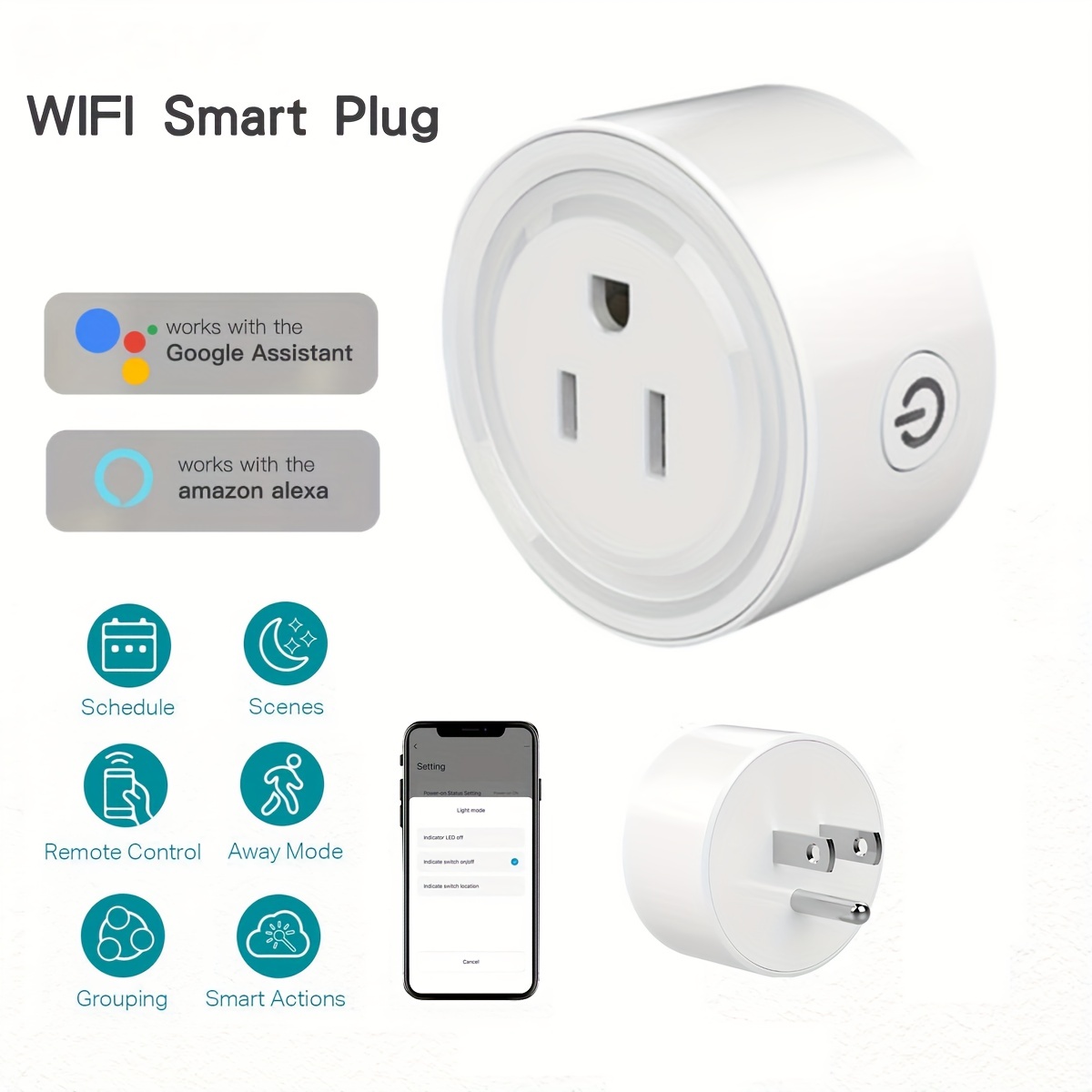 Outdoor Smart Plug,TESSAN WiFi Smart Outlet Switch with 3 Individual  Sockets Work with Alexa Echo Google Home,Wireless Remote Co