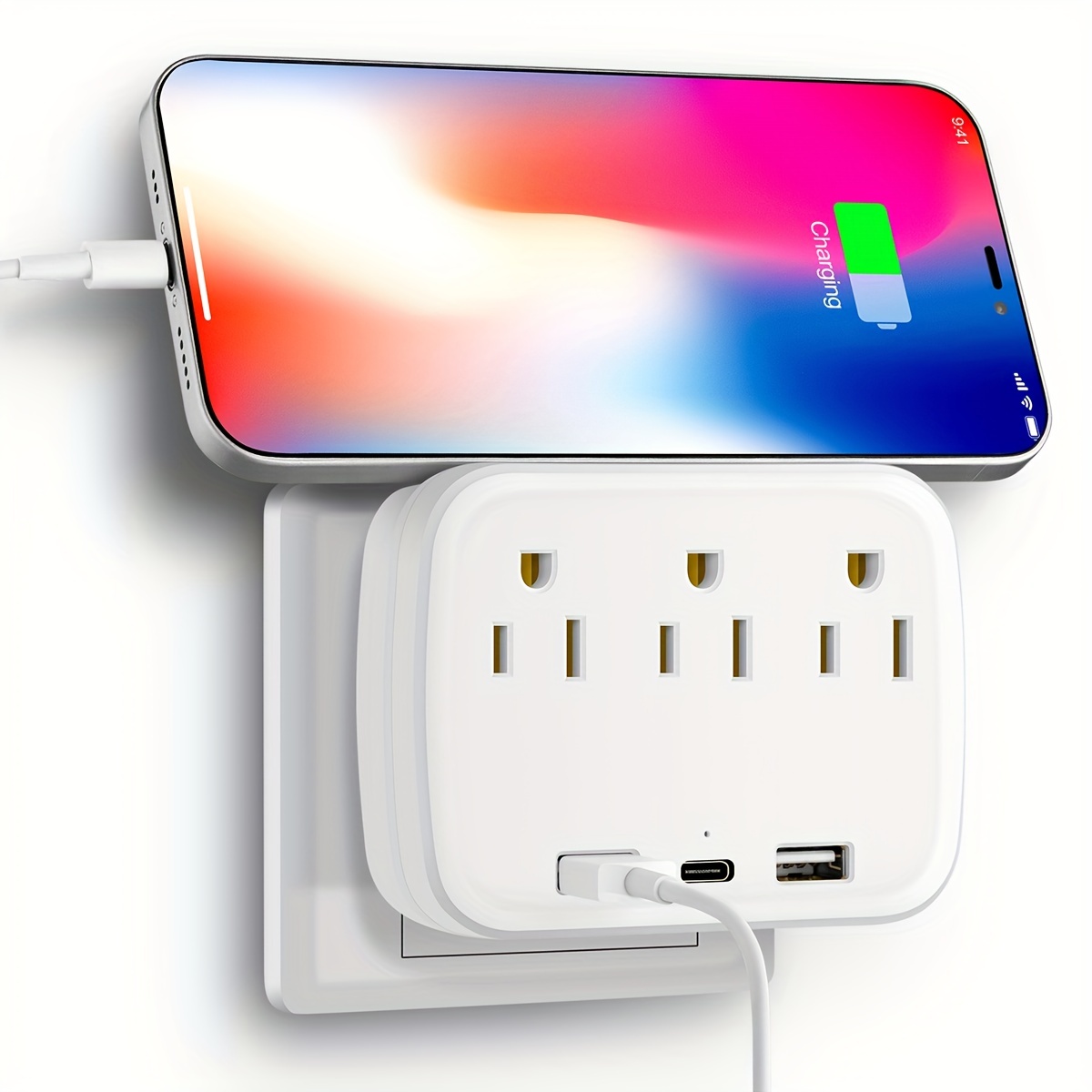 6 Outlets Wall Charger With 3 Usb Ports And Hidden Plug 2 - Temu