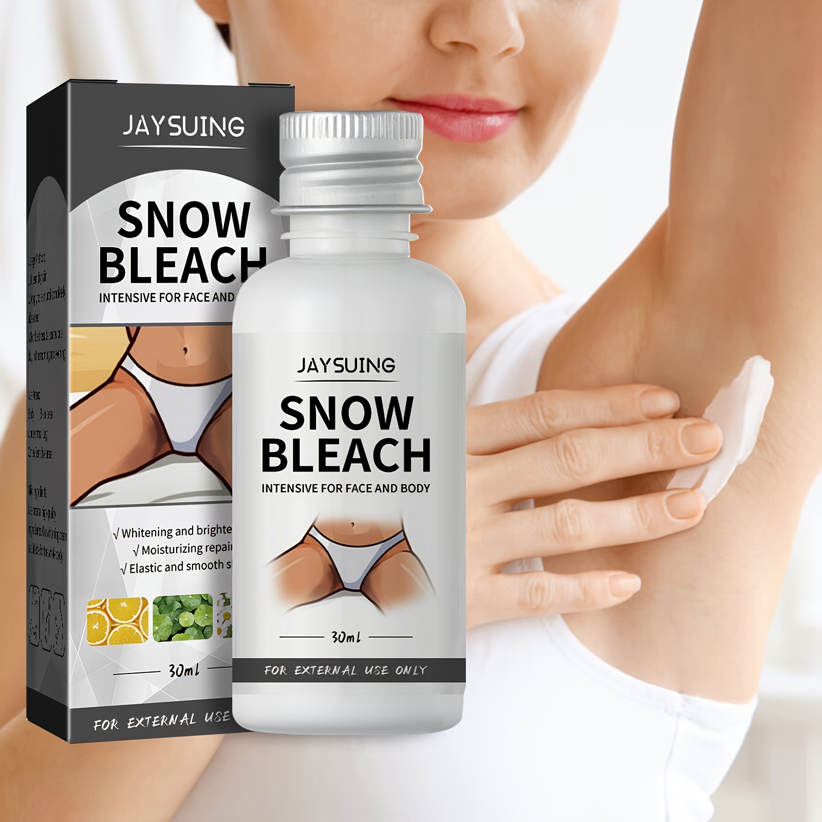 1.06oz Snow Bleach Cream Contains Vitamin C Nicotinamide Centella Lightening Lotion For Body Private Parts Underarm Rejuvenating Illuminating Butt Thigh Inner Skin