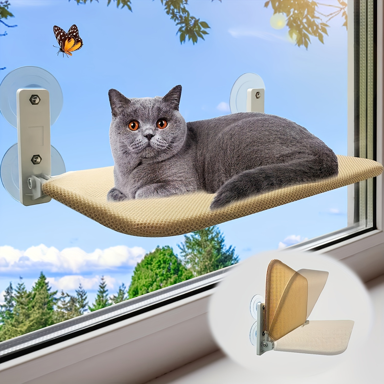 Cat Window Perches Super Suction Katze Fenster Bett mit 2 Pcs