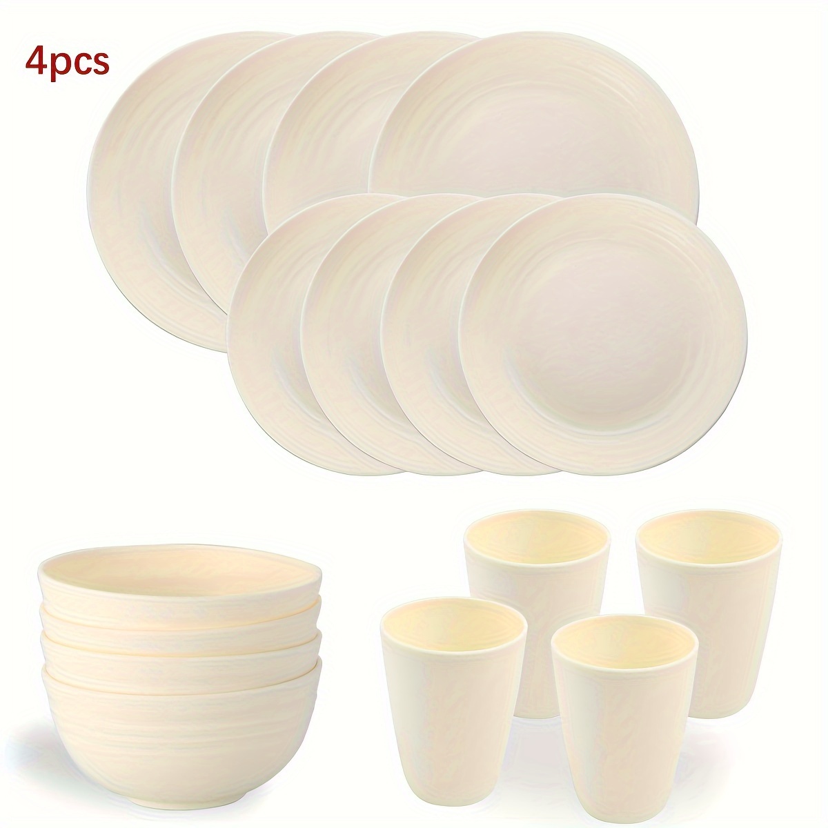 Ensemble de vaisselle en porcelaine Classic Oxford de Safdie & Co., blanc,  16 pièces HK02023EC