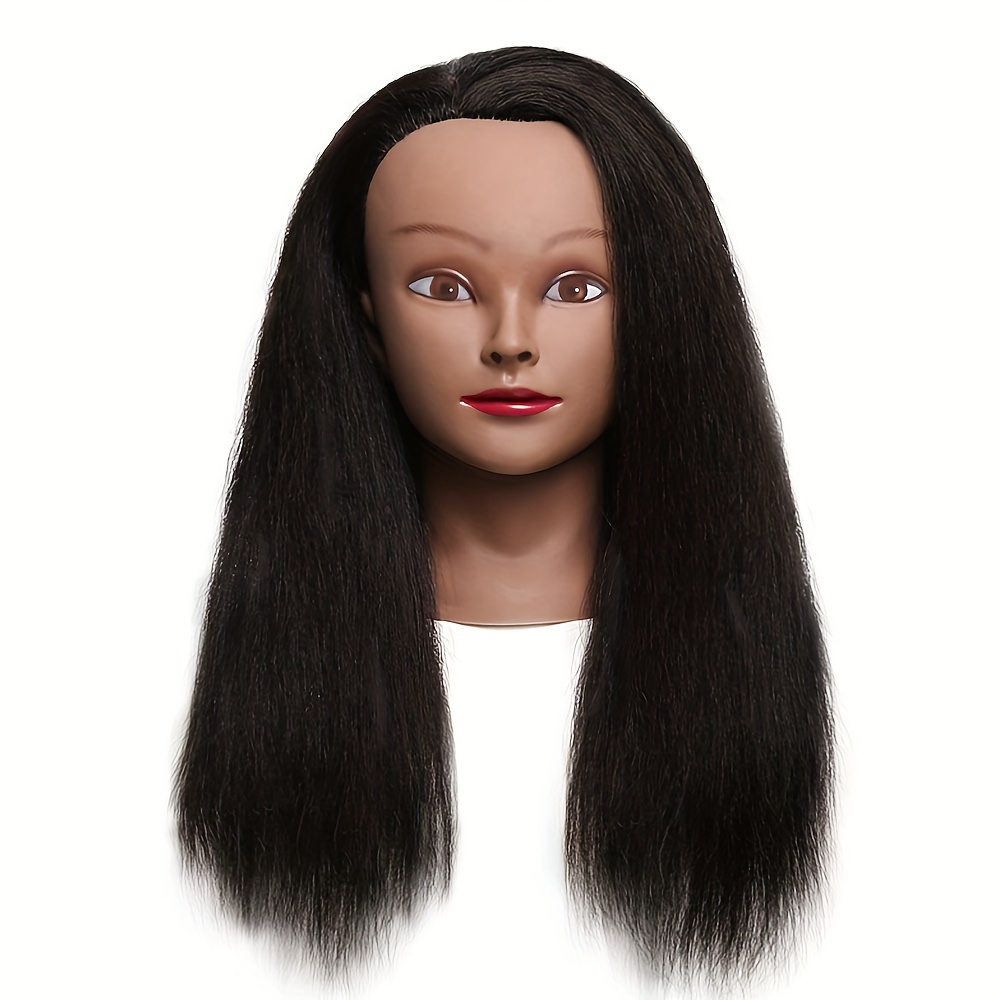  Mannequin Head with 80% Real Human Hair, 26 Manikin Head,  Doll Head for Hair Styling with Table Clamp Holder + DIY Hair Styling Set,  Mannequin Head for Cosmetology Training Head