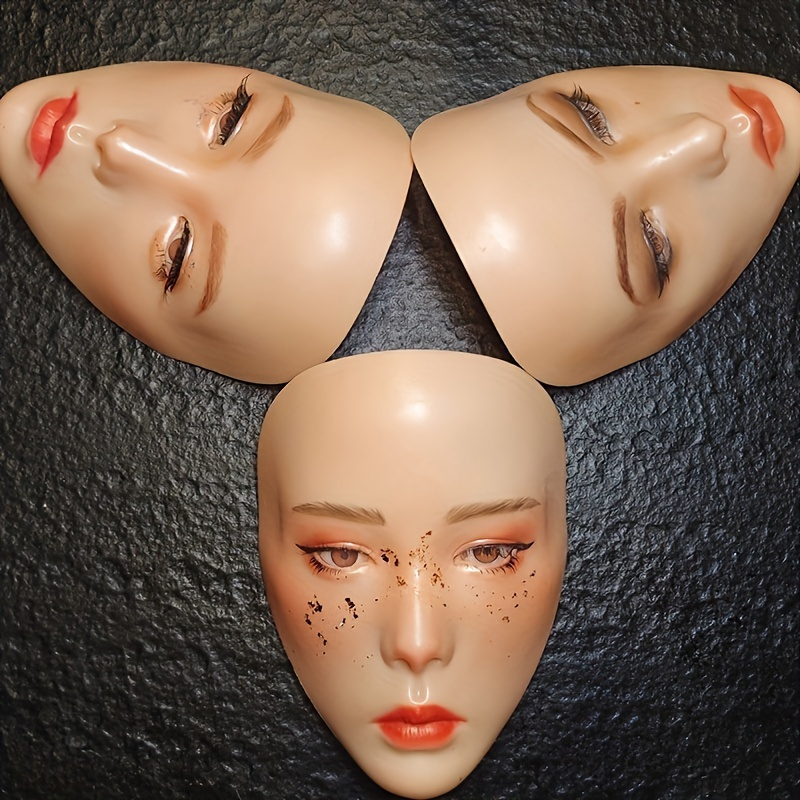Reusable Makeup Practice Face Mannequin Head Doll Flat Head Washable 5D  Silicone 