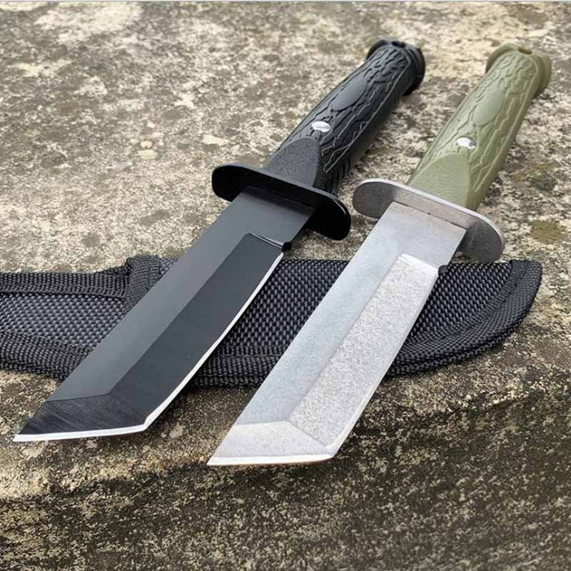  Etrading Cuchillo de supervivencia completo dentado militar de  hoja fija de 14 pulgadas con kit y funda : Deportes y Actividades al Aire  Libre