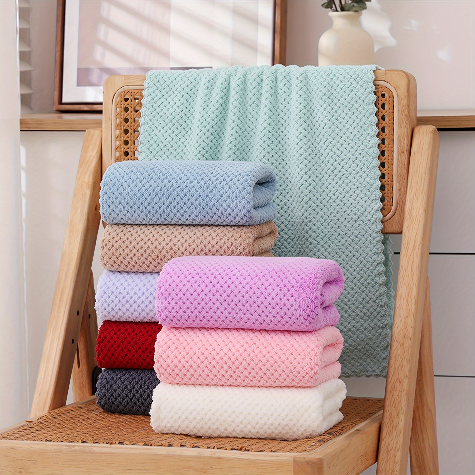 8pcs Coral Velvet Bath Towel Set Including 2 Oversized Bath Towels, 2  Regular Towels And 4 Hand Towels; Fine, Soft And Absorbent Bathroom Towel  Set