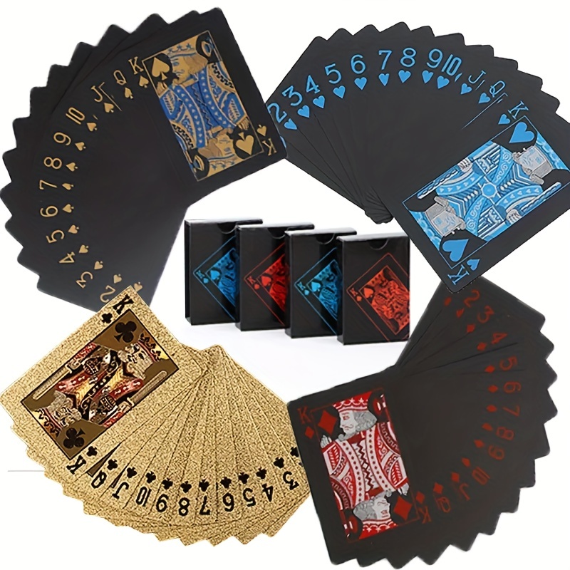 Jeu de cartes de Poker en plastique, 54 pièces/paquet, étanche, couleur  unie, noir, nouvelle Collection - AliExpress