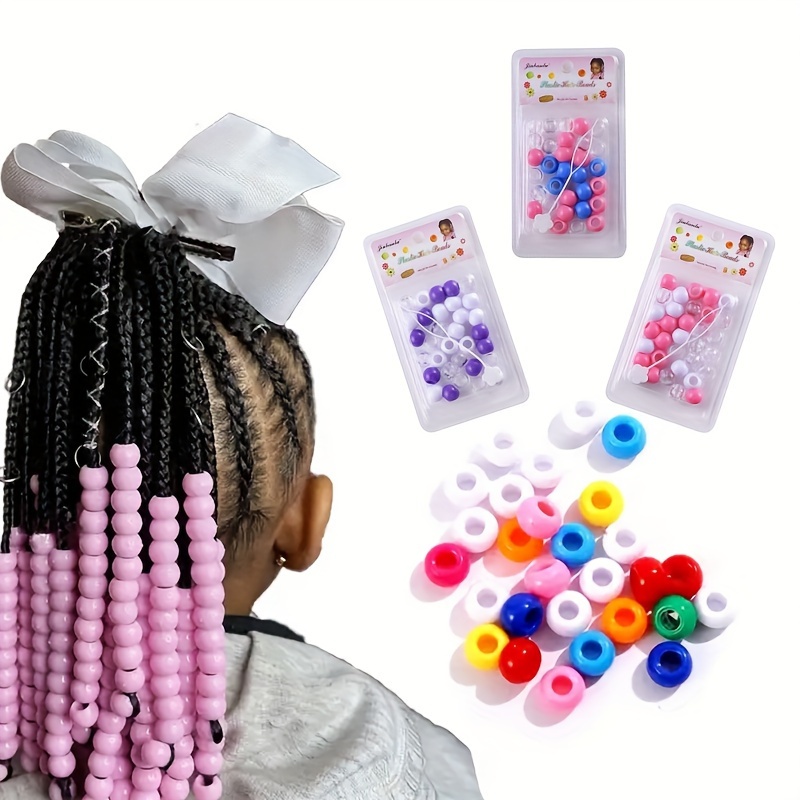 14pcs Pink Hair Beads Accessories For Braids,Star Pearl Small Bear