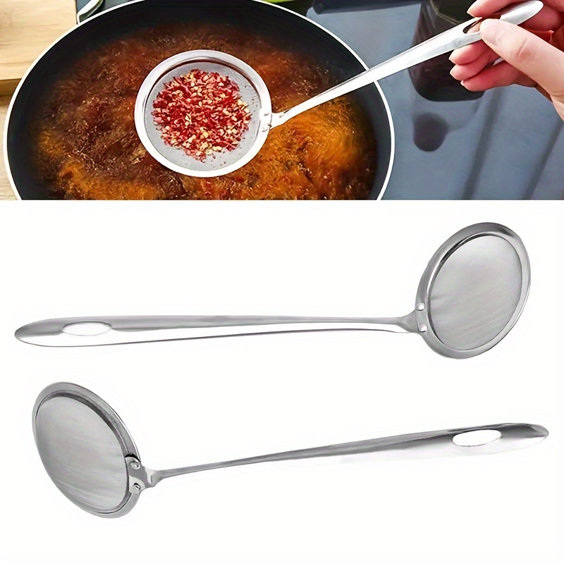 U-K Mestolo per scolapasta in acciaio inossidabile, manico ergonomico e  filtro a ragno con manico per arrostire cibi, pasta, spaghetti, pasta in  cucina, utile e pratico : : Casa e cucina