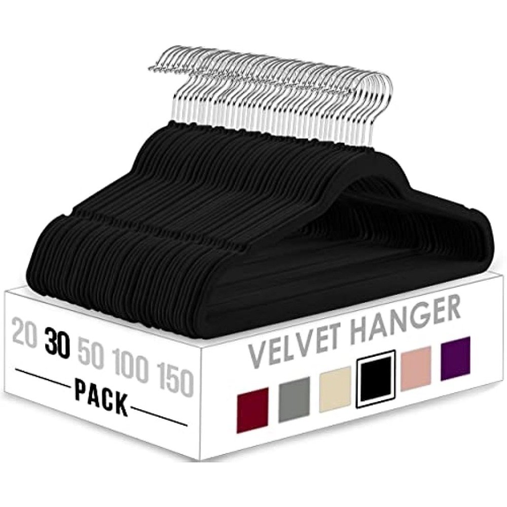 SONGMICS Velvet Pants Hangers with Clips, Light Purple / 30