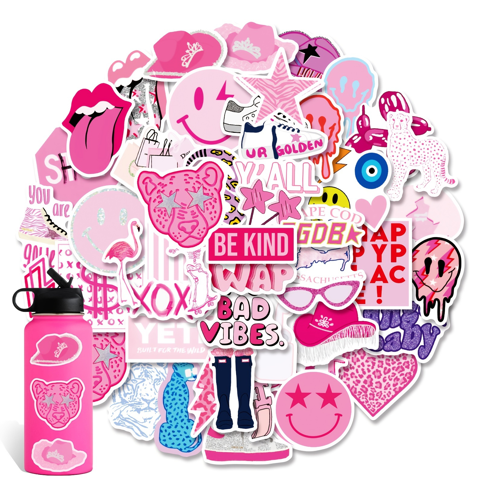 Y2k Aesthetic Stickers,52PCS- Cyber 2000s Fashion Sticker for Girls,  Waterproof Laptop Stickers Decals for Water Bottle, , Cute Vsco Stickers  for