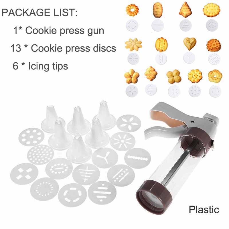 Cookies Press Cutter Set Manual Cookie Biscuits Press Maker Machine with 8  Replaceable Cookie Discs Molds and 8 Nozzles, Baking Tool for DIY Biscuit