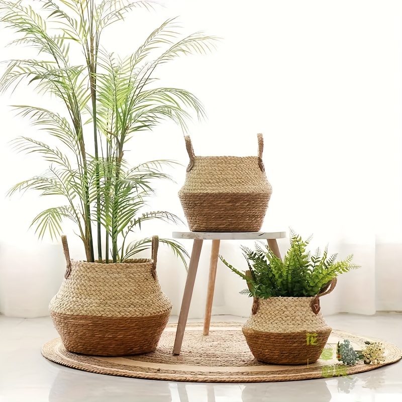 Macetero Grande De Paja Tejida Estilo Nórdico Con Soporte De Canasta Para  Plantas De Interior, Mode de Mujer