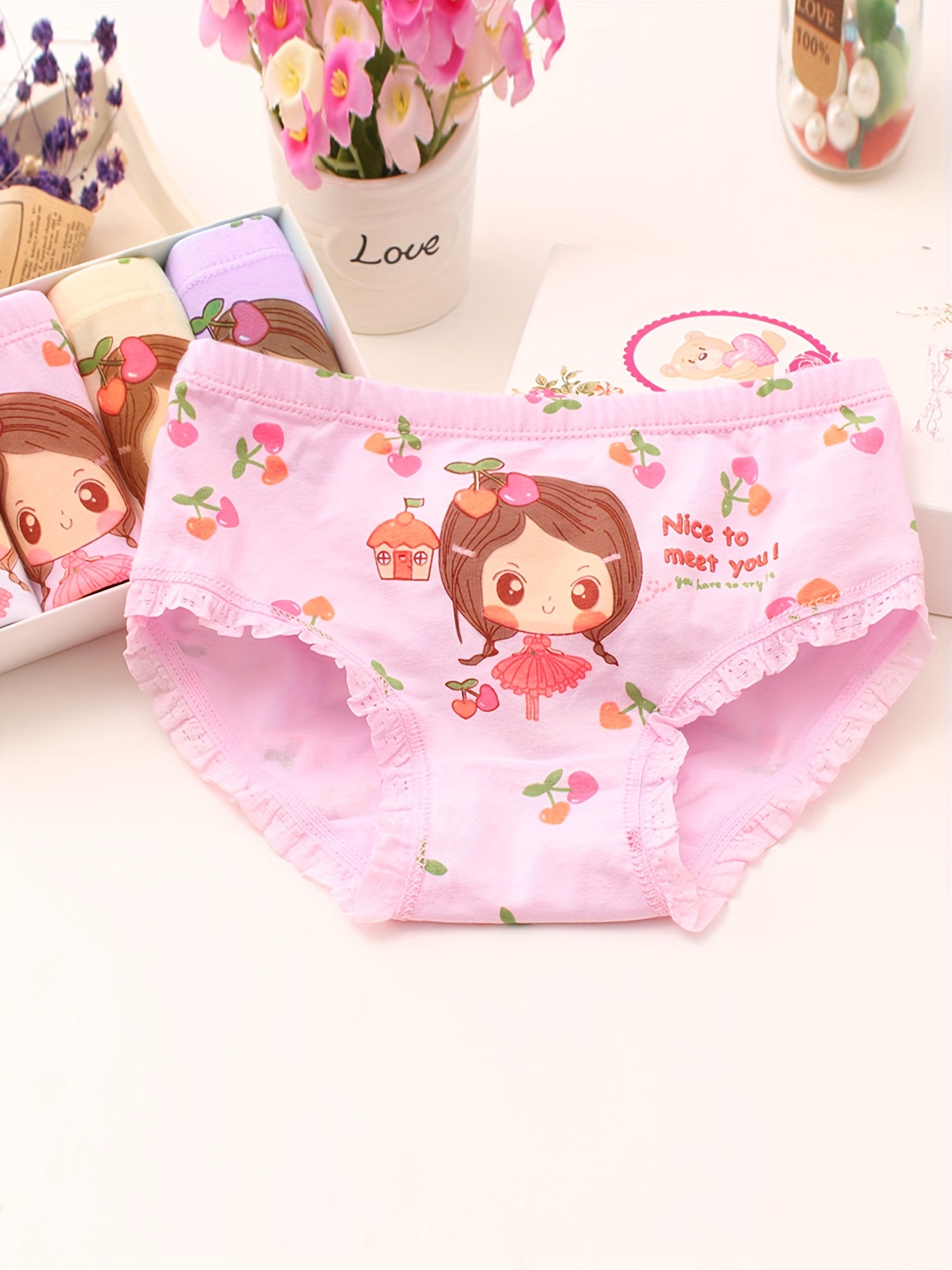 2 Pcs Teen Girls Panties Cute Allover Floral Pattern Waist Stretch Soft  Comfy Underwear For 8-16 Years All Seasons