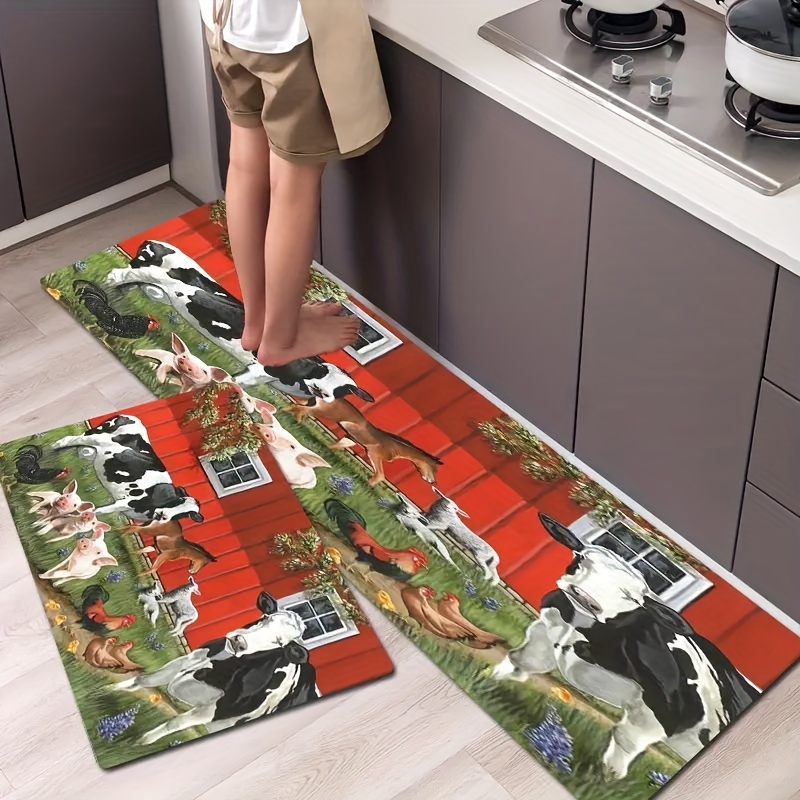 Boho Retro Style Kitchen Rugs Floor Mats Resistant Rooster - Temu