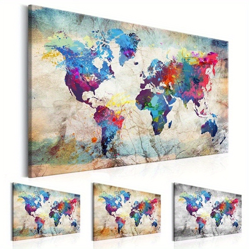 Grunge World Map No Frame Home Decor Room - Temu Belgium