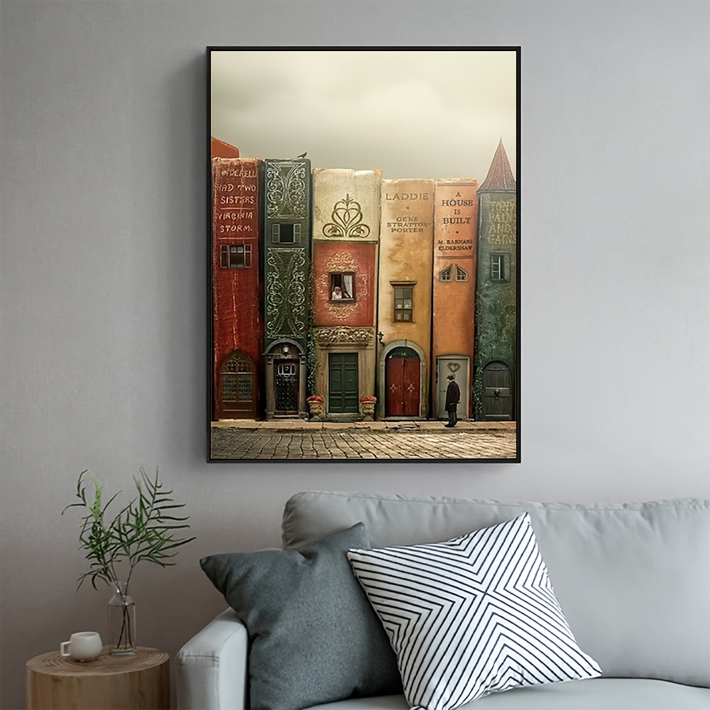 Goth Vintage Books Wall Art Bookish Canvas Painting Print - Temu