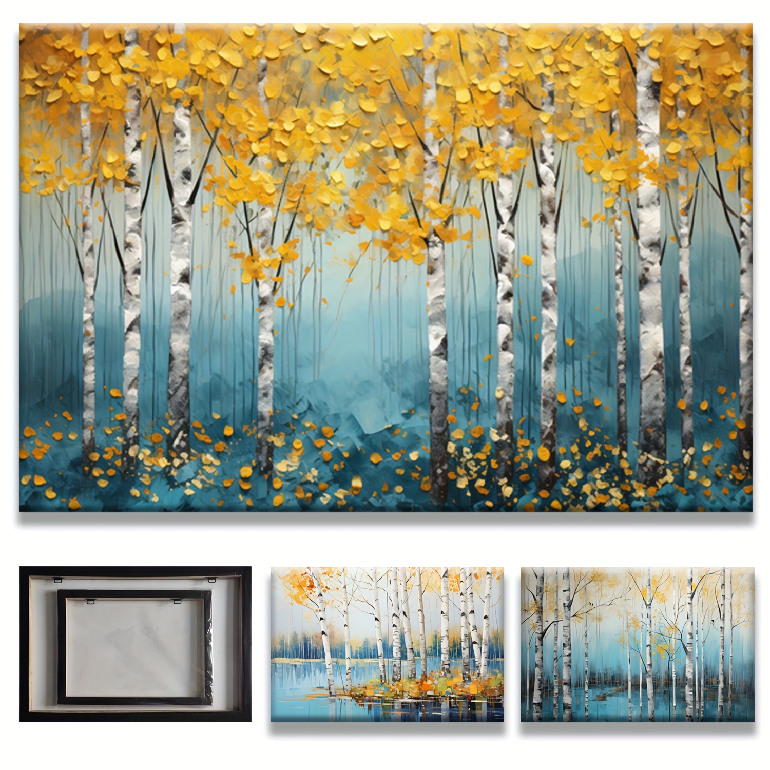 Blue Tree Canvas Wall Art Forest Landscape Picture Modern Birch Natural  Teal Bible Abstract Painting Summer Artwork, 16x20 Inch Frameless For Home