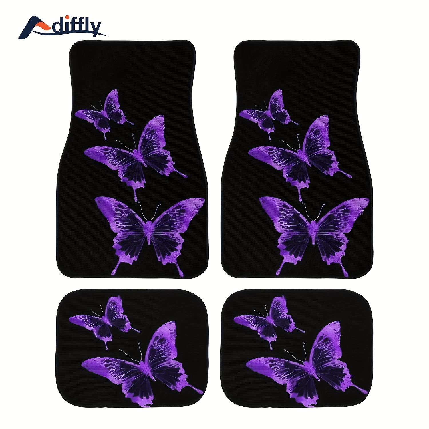 2/4pcs Diseño Mariposa Elegante Alfombra Goma Delantera - Temu