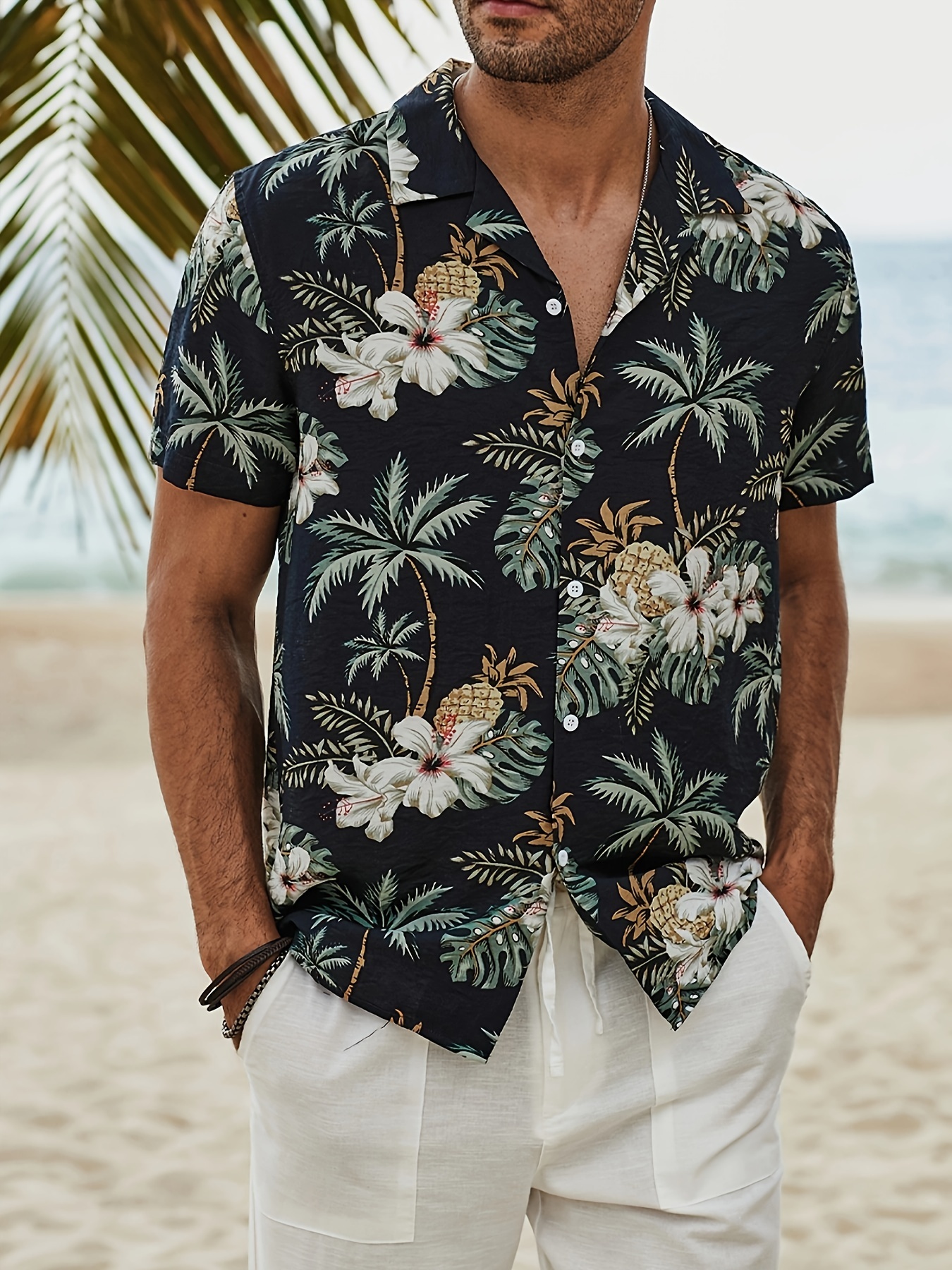 Estilo Hawaiano Tallas Grandes Hombre Floral Cuerpo Completo