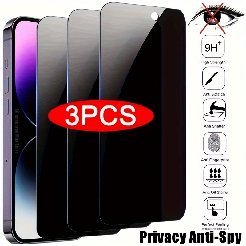Protector De Pantalla De Cubierta Completa Antiespionaje De 3 Uds Para  IPhone 11 12 13 14 PRO MAX, Cristal De Privacidad Para IPhone 7 8 14 Plus X  XSM