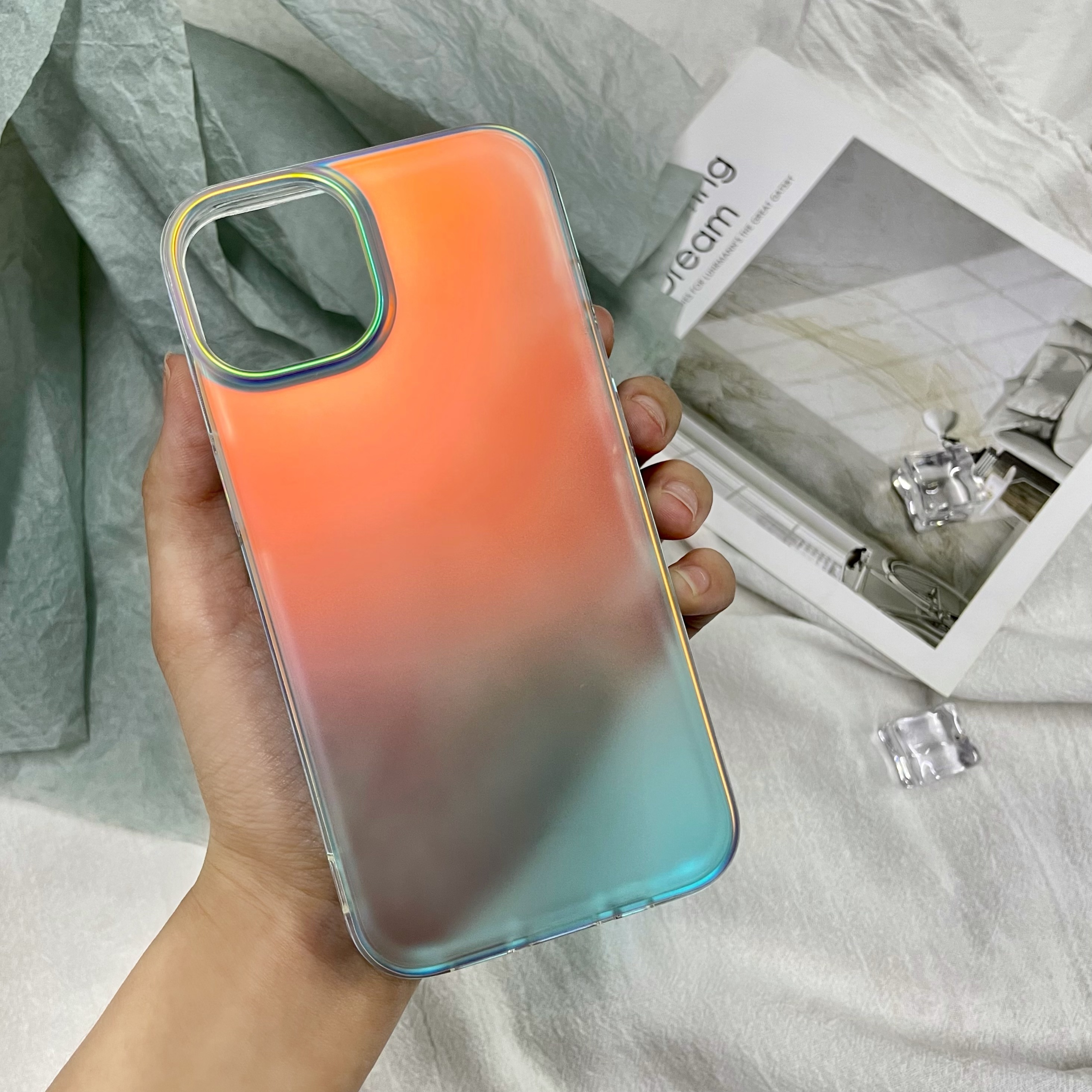 Gradient Color Four Corners Shockproof Tpu Slim Phone Cover - Temu