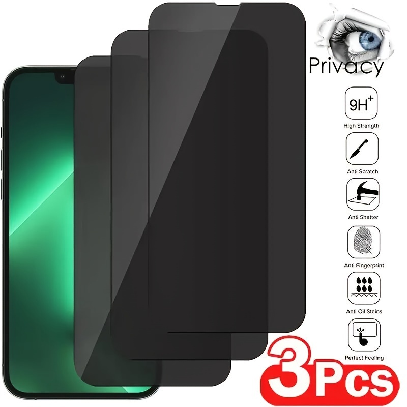 Comprar Protector de pantalla privado de vidrio templado antiespía,  cubierta completa con borde negro, para iPhone 13, 12, 11 Pro MAX, X, XS,  Max, XR, 6s, 7, 8 Plus, 3 uds.
