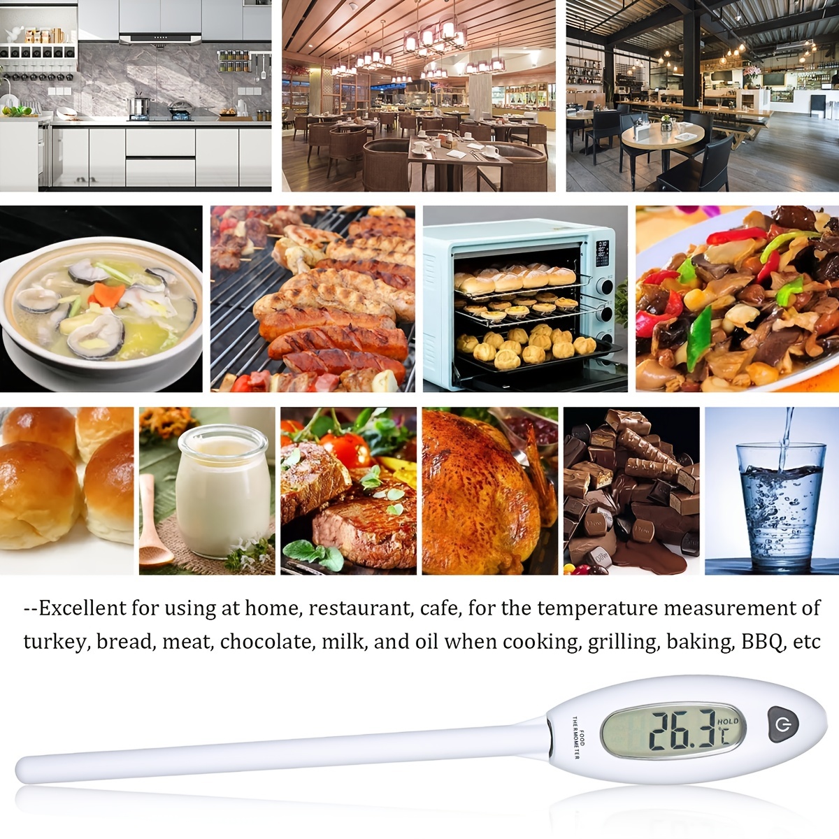 GM1311 Digital BBQ Meat Thermometer Cooking Food Kitchen Probe