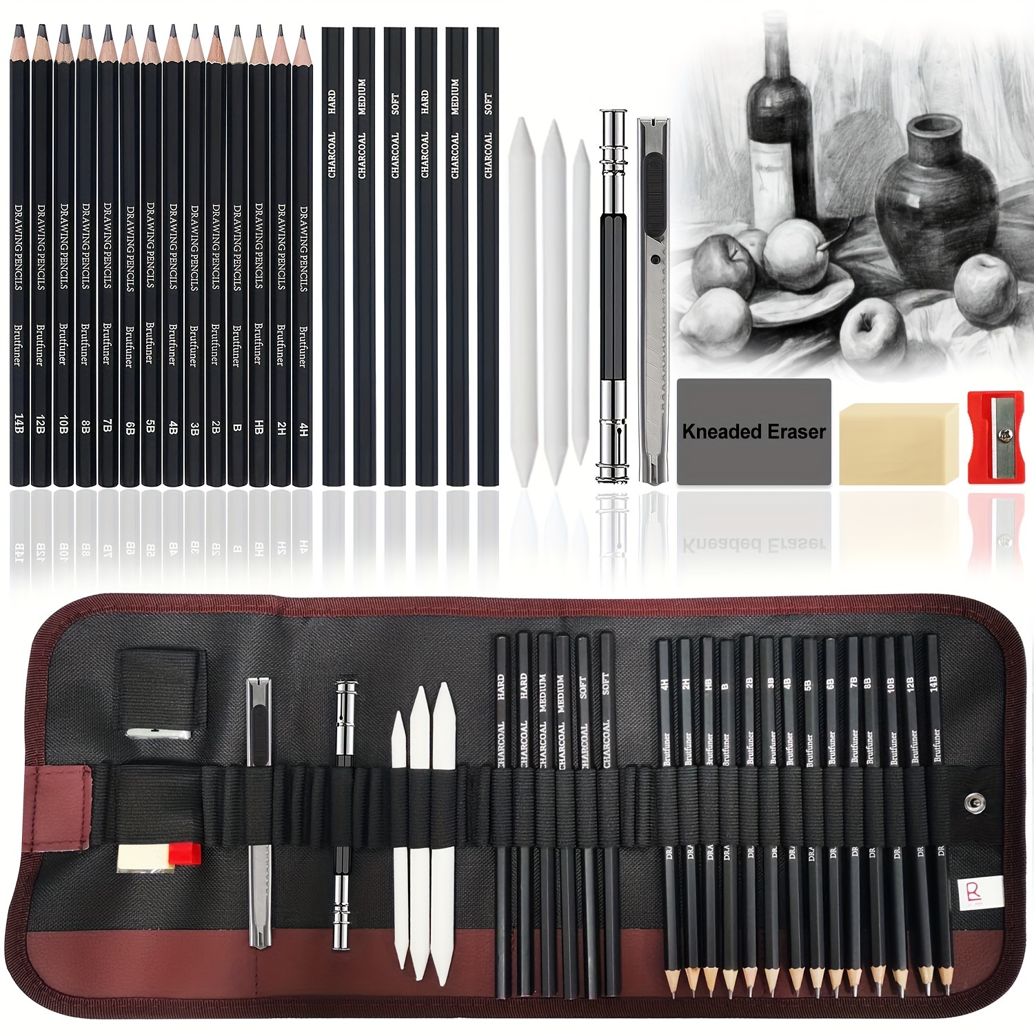 Drawing Kit, Shuttle Art 52 Pack Drawing Pencils Set, Professional Drawing  Art Kit with Sketch Pencils, Graphite Charcoal Sticks, Drawing Pad in