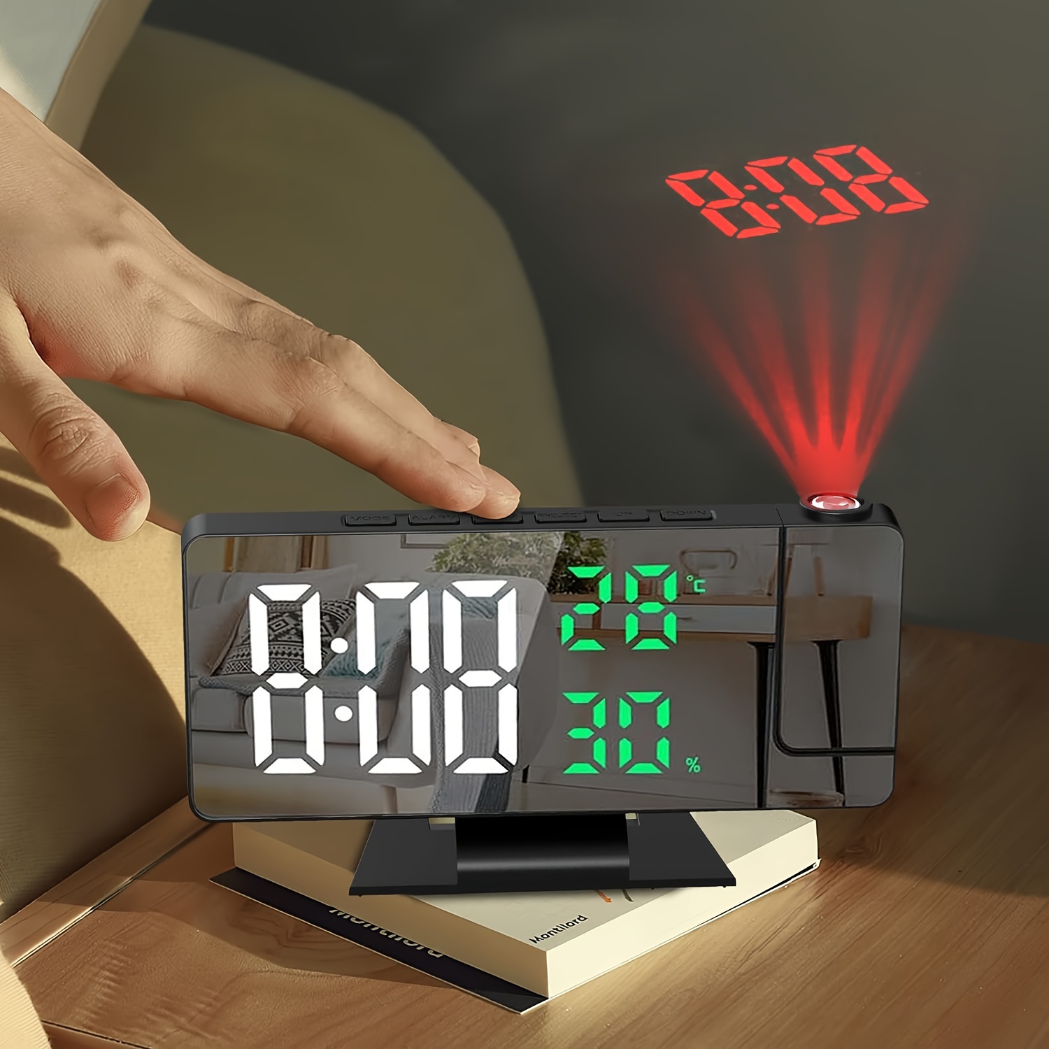 Reloj De Mesa Digital Espejo Con Proyector Hora En El Techo GENERICO