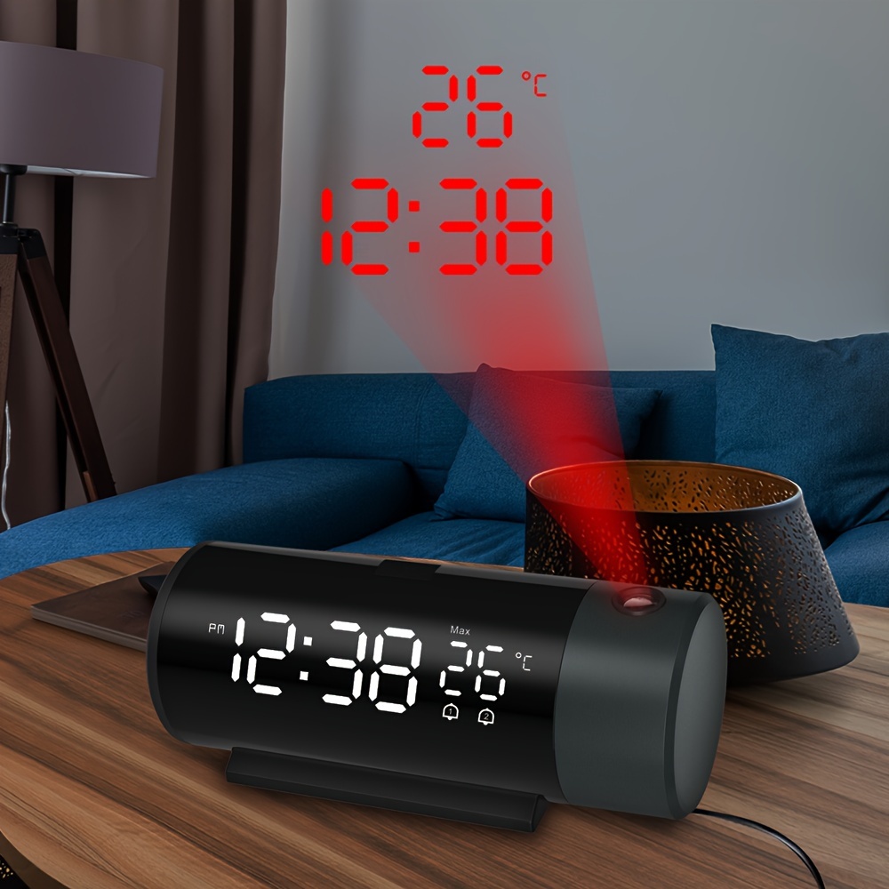  Newentor Reloj despertador de proyección para techo de  dormitorio, relojes con proyector atómico con función WWVB, reloj de  proyección con humedad de temperatura interior y exterior, previsión :  Hogar y Cocina