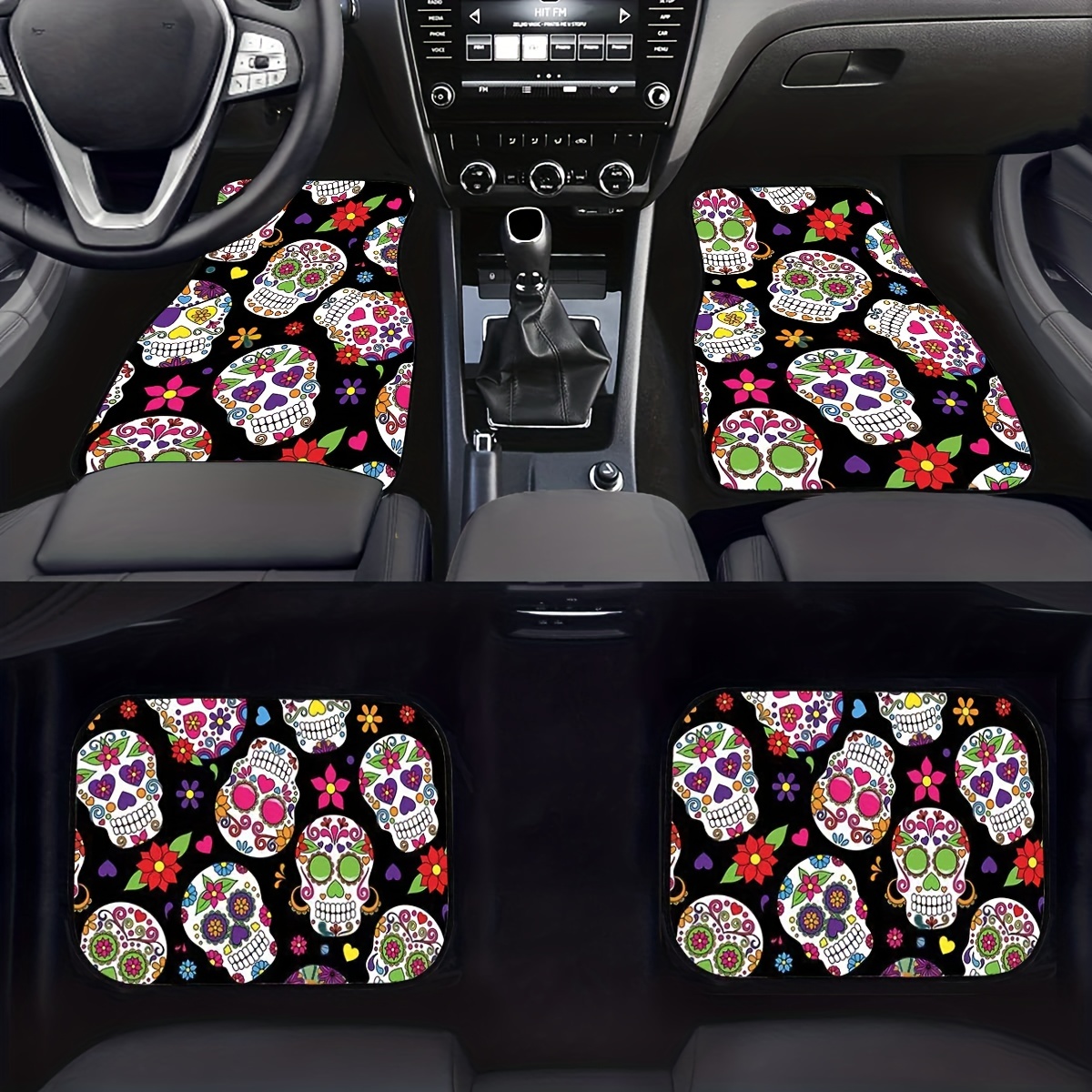 Fire Skull Printed Halloween Christmas Series Non slip Car - Temu