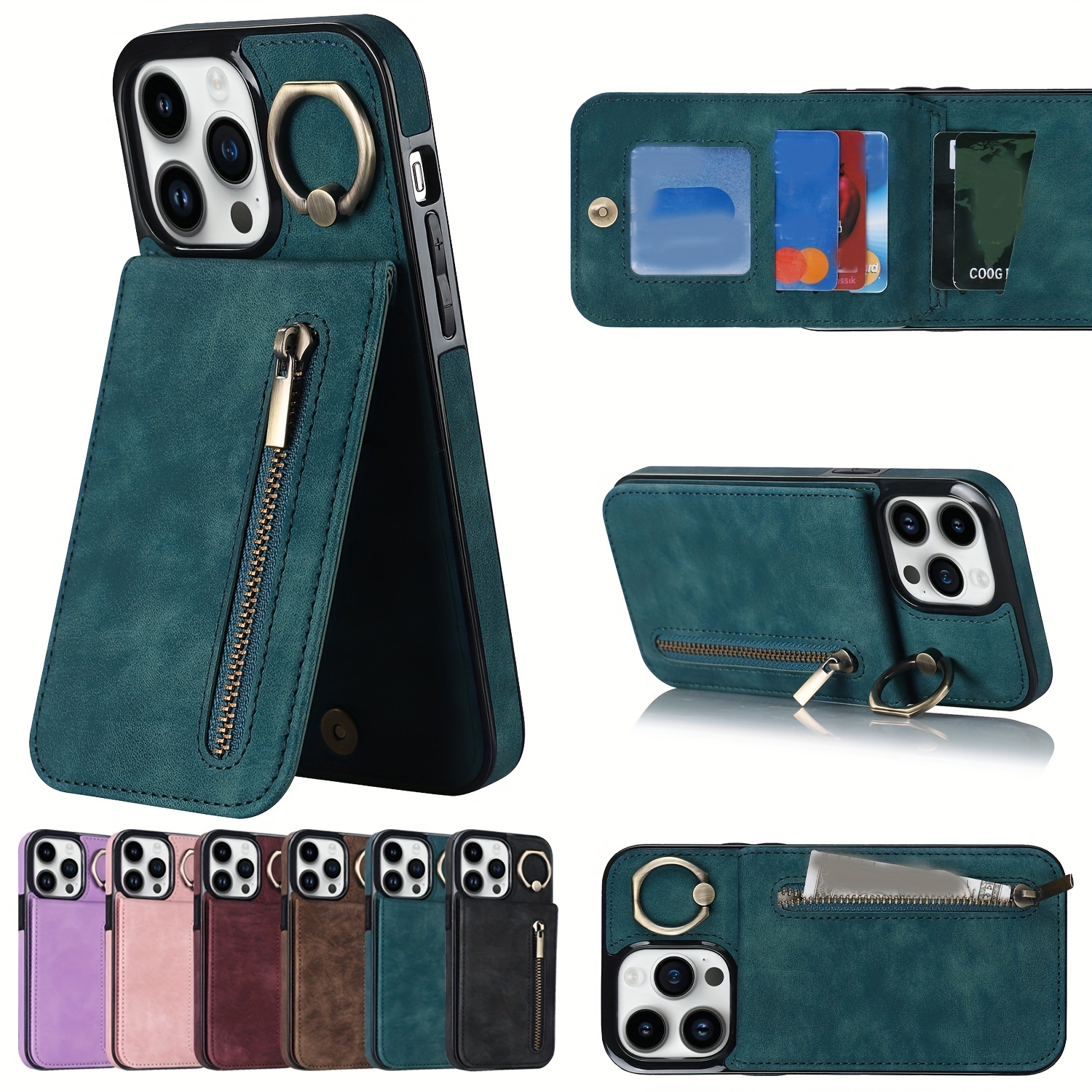 WOMEN Bling Zipper Wallet Case For iPhone 14 15 Pro Max 13 12 11 XS XR 7 8  Cover