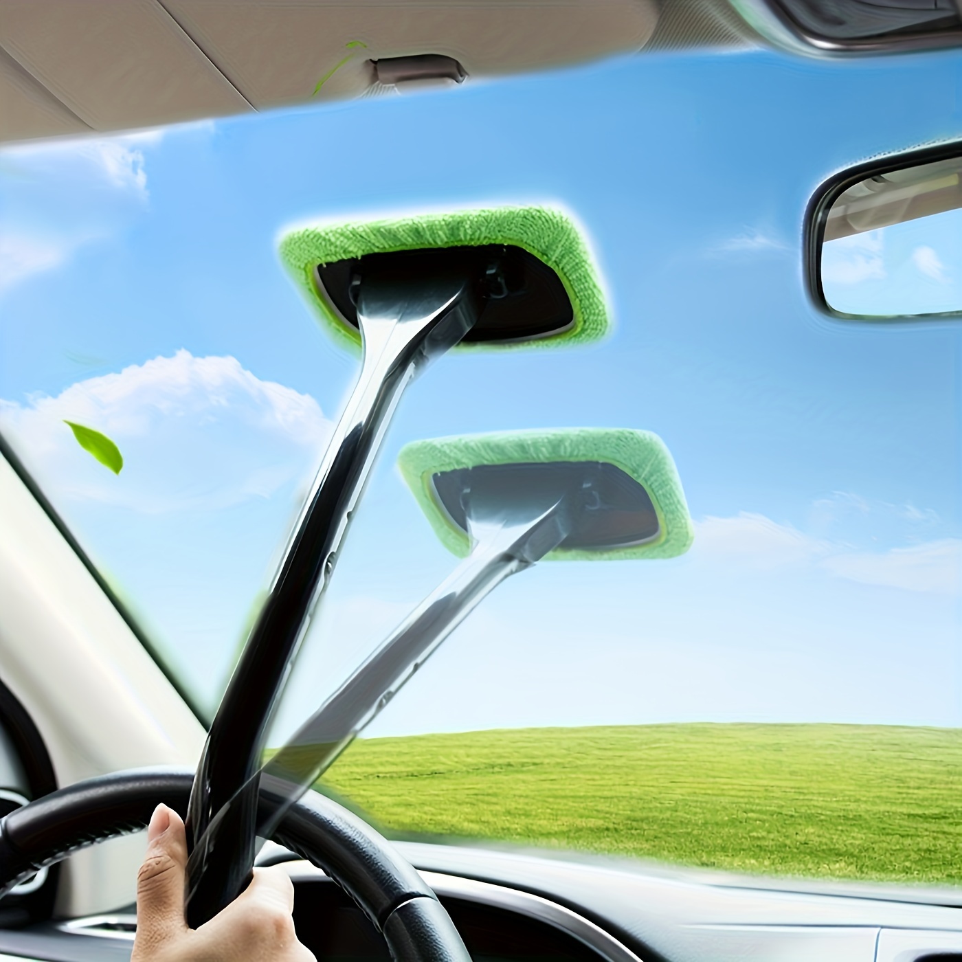 Car Rearview Mirror Wiper, Auto Mirror Squeegee Cleaner, 98cm Long Handle  Rear-View Mirror Wiper Snow Brush and Ice Scraper, Auto Interior Exterior
