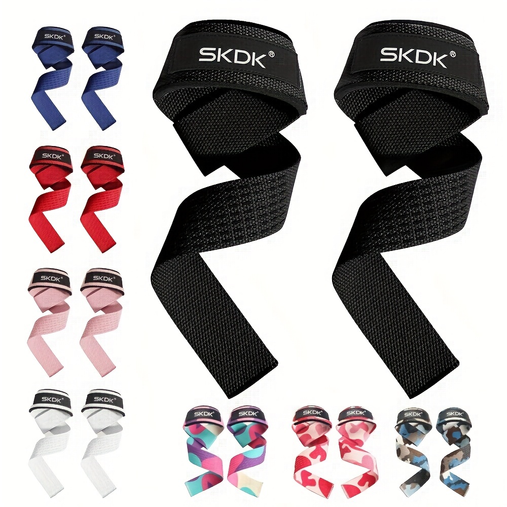 SKDK Cotton Hard Pull Wrist Lifting Straps Grips Band-Deadlift Straps with Neoprene Cushioned Wrist Padded and Anti-Skid Silicone - for